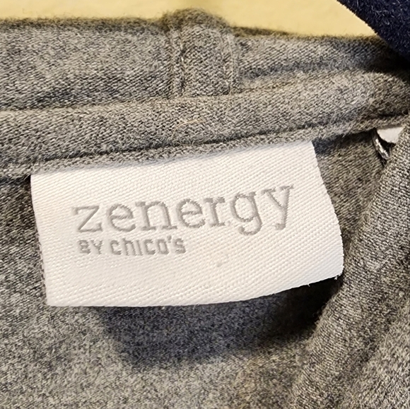 Zenergy by CHICO'S Gray embelished Full zip hooded sweatshirt size 1 - Picture 7 of 12
